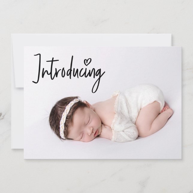 Faire-part Simple Introduire Baby Girl Photo moderne Nouveau- (Devant)