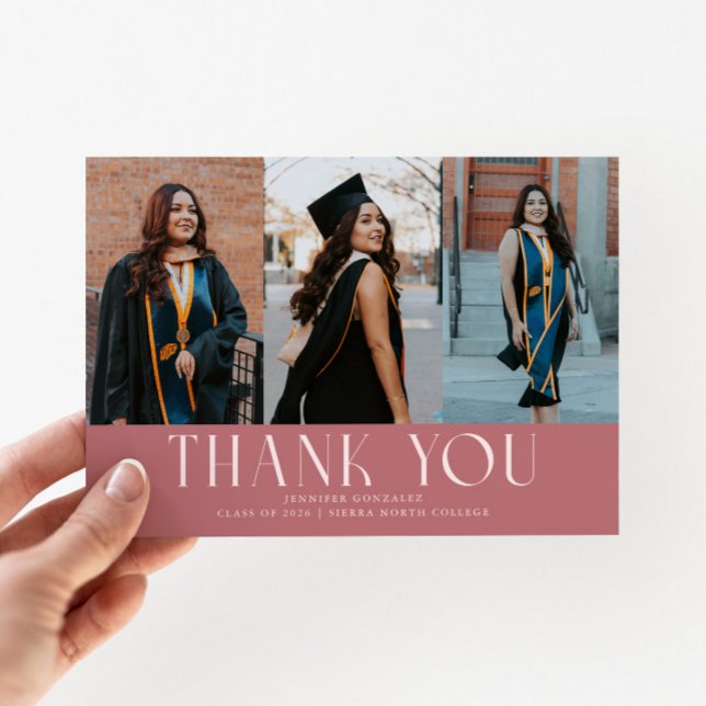 Faire-part Simple Merci Rose Clair Grad Multi Photo (Créateur téléchargé)
