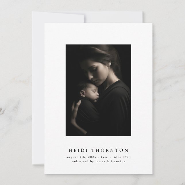 Faire-part SIMPLE | photo de la frontière bébé naissance (Devant)