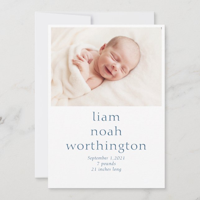 Faire-part Simple photo moderne bébé (Devant)