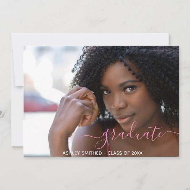 Faire-part Simple Script Moderne 2 Photo Fille Remise des dip (Devant)