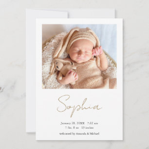 Faire-part Simple stylish moderne Script garçon ou fille nais