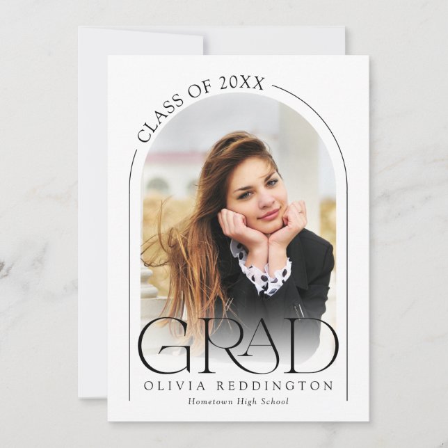 Faire-part Simple typographie d'arc moderne Photo Grad  (Devant)