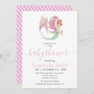 Faire-part Sirène Baby shower douce petite sirène