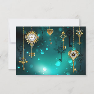 Faire-part Skeleton Keys on Green Background