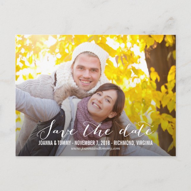 Faire-part SLEEK Enregistrer La Date Carte Postale (Devant)