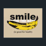 Faire-part Smile Save the Date Carte postale 80th Birthday<br><div class="desc">Art graphique : Banane orientée pour former un sourire petit texte entre crochets : (est bon pour la santé). Parfait pour tous ceux qui continuent à sourire année après année. Carte postale sur invitation avec textes pour 80e anniversaire Enregistrer la personnaliser. Vous pouvez facilement modifier le texte (police, couleur, taille...</div>