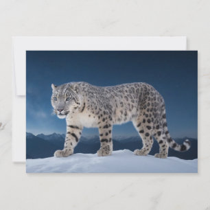 Faire-part Snow Leopard Wild Majestic Animal A Starry Galaxy