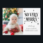 Faire-part So Very Merry Holiday Baby Photo<br><div class="desc">Whimsical holiday birth announcement card with 2 photos of your newborn featuring a text in retro font that says "so very merry" with stars around.</div>
