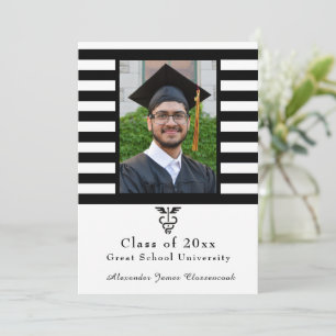 Faire-part Soins de santé Médicales Noir Bande blanche diplôm