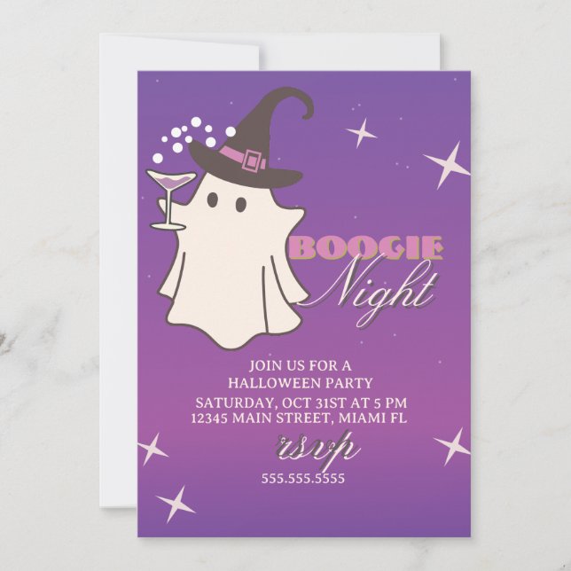 Faire-part Soirée Halloween Ghost Boogie Nights (Devant)