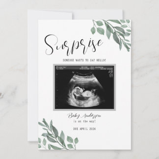 Faire-part Sonogram Neutral Green Card Baby Announcement