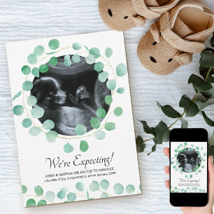 Faire-part Sonogramme Photo Eucalyptus Grossesse verte