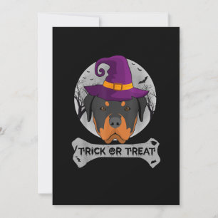 Faire-part Sorcière Rottweiler Trick or Treat Funny Chien