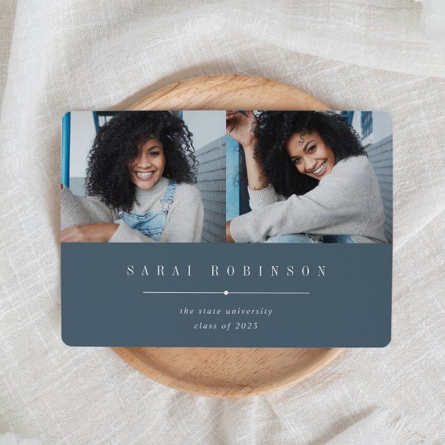 Faire-part Souligné | Simple Deux Diplôme Photo (Créateur téléchargé)