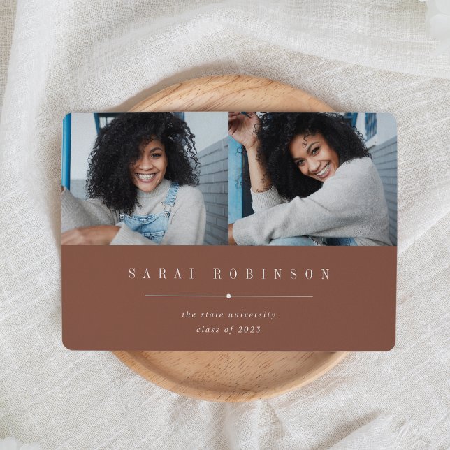 Faire-part Souligné | Simple Deux Diplôme Photo (Créateur téléchargé)