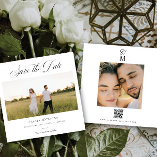 Faire-part Square Elegant Script Monogram Save the Date Photo