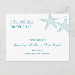Faire-part Starfish Enregistrer La Date Carte Postale - Turqu