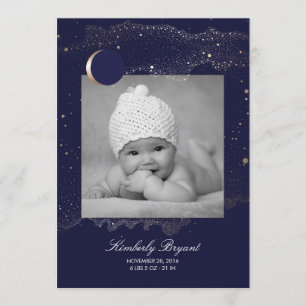 Faire-part Starry Night Gold Stars Nouveau-né Photo Naissance