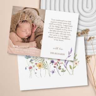 Faire-part Statistiques de naissance simples Photo Fleurs sau