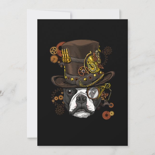 Faire-part Steampunk Boston Terrier Dog Shirt Steampunk Lover (Devant)