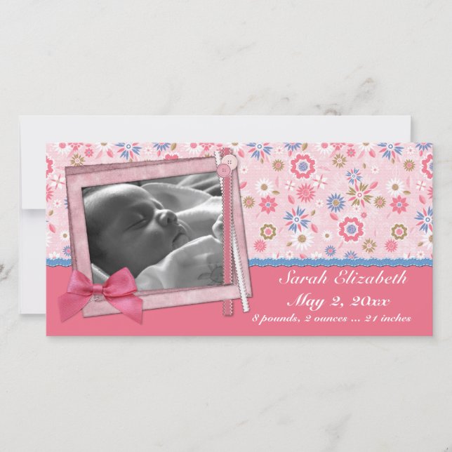 Faire-part Style de rebut de fleurs roses (Devant)