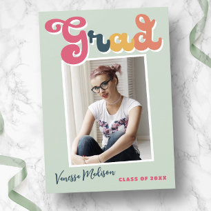 Faire-part Style tendance rétro Vintage Boho Colors Grad Phot