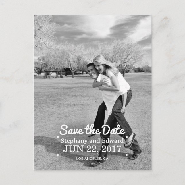 Faire-part Stylish Vertical Save the Date Photo Carte postale (Devant)