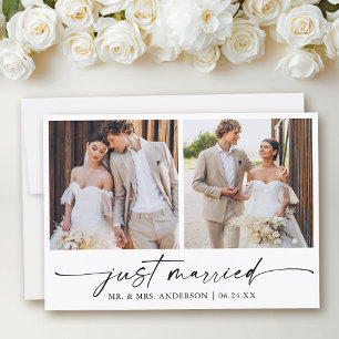 Faire-part Stylo à encre Calligraphie moderne 2 Photos Mariag