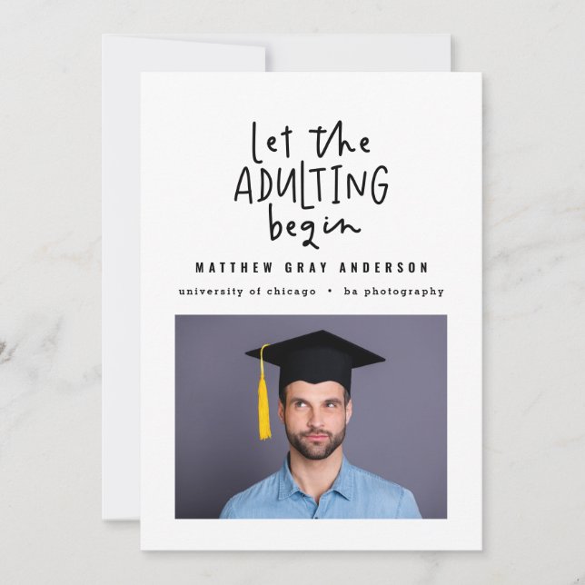 Faire-part Stylo marqueur moderne adulting graduation photo (Devant)