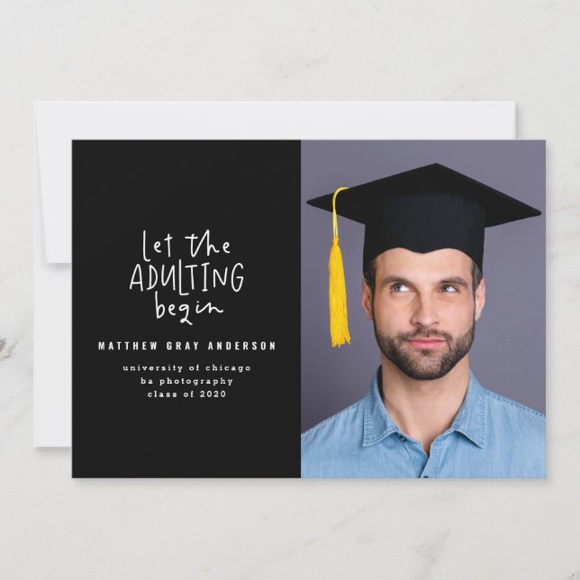 Faire-part Stylo marqueur moderne adulting graduation photo (Devant)