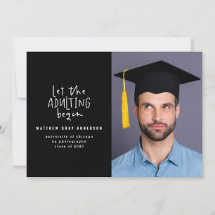 Faire-part Stylo marqueur moderne adulting graduation photo