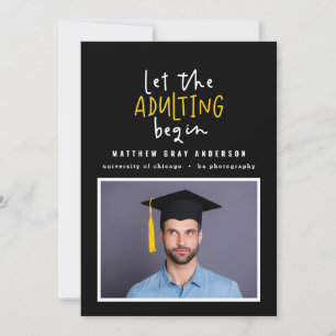 Faire-part Stylo marqueur moderne adulting graduation photo