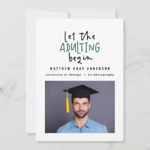 Faire-part Stylo marqueur moderne adulting graduation photo