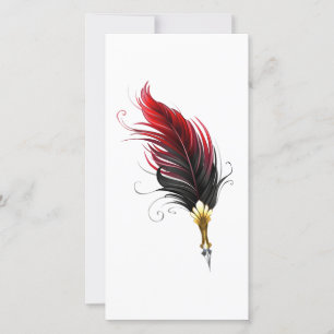 Faire-part Stylo rouge en plumes avec nib or