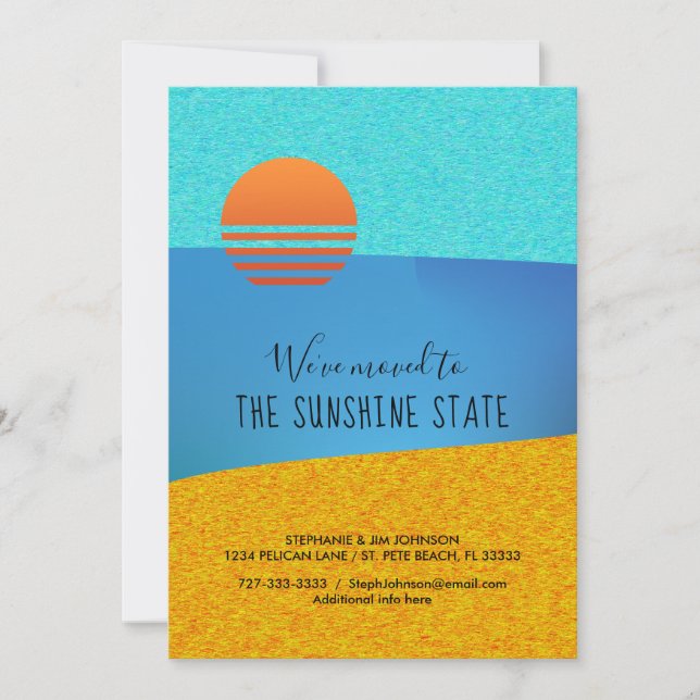 Faire-part Sunny Beach Nous Avons Déménagé Sud Nouvelle Adres (Devant)