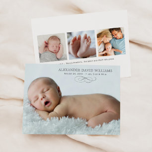 Faire-part Superbe superposition de photo bleue pour la naiss