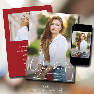 Faire-part Superposition de script 2 diplôme photo