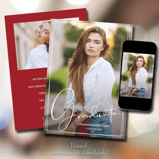 Faire-part Superposition de script 2 Photo Remise de diplômes (Créateur téléchargé)