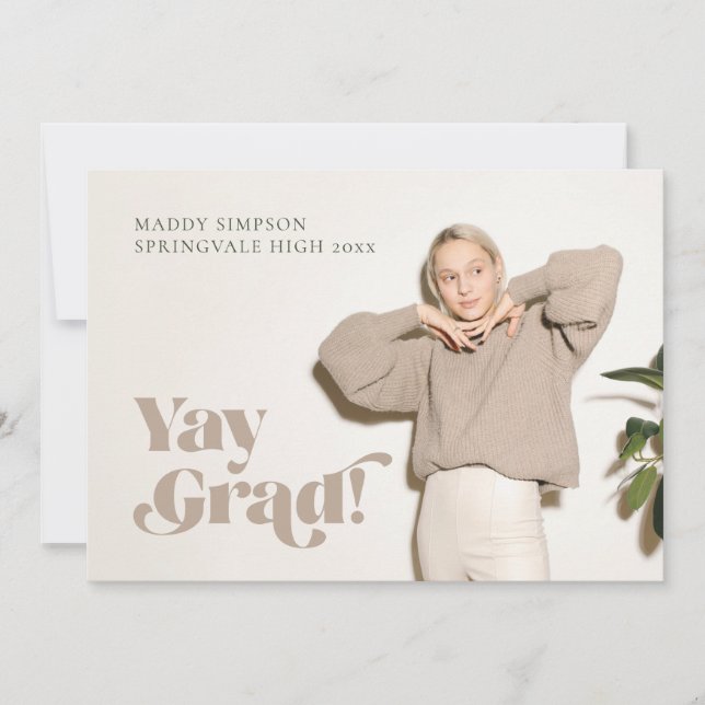 Faire-part Sur Trend Minimaliste Neutral Photo Graduation (Devant)