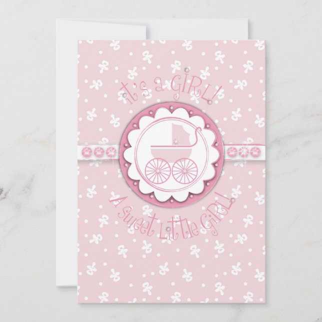 Faire-part Sweet One Girl Card 2 (Devant)