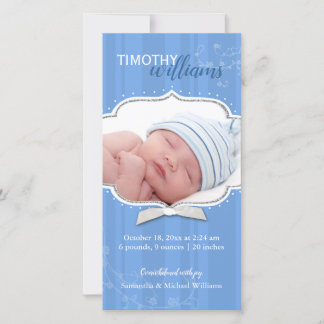 Faire-part Swirling Stripe Baby Boy Photo Annonces de naissan