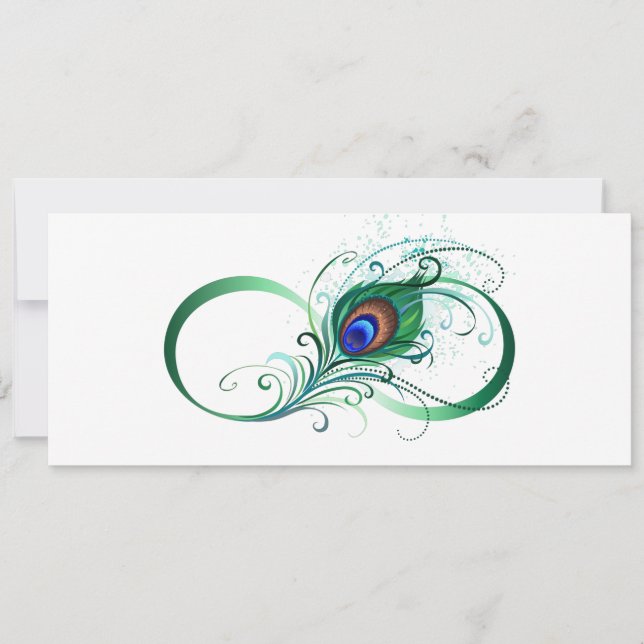 Faire-part Symbole d'infini avec plume de paon (Devant)