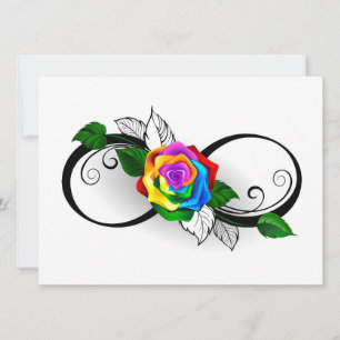 Faire-part Symbole d'infini avec Rose arc-en-ciel