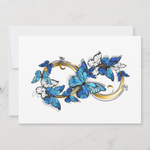 Faire-part Symbole infini de papillons Morpho bleus
