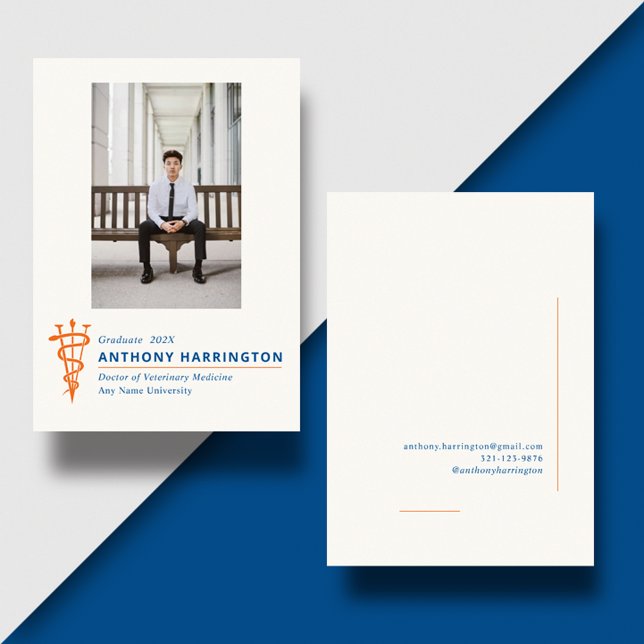 Faire-part Symbole photo vétérinaire Maïs bleu orange (Créateur téléchargé)