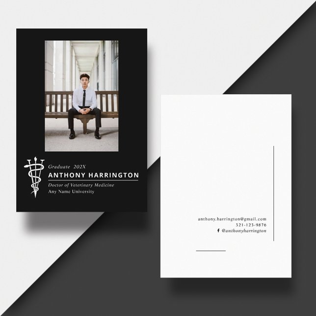 Faire-part Symbole vétérinaire photo noir blanc (Créateur téléchargé)