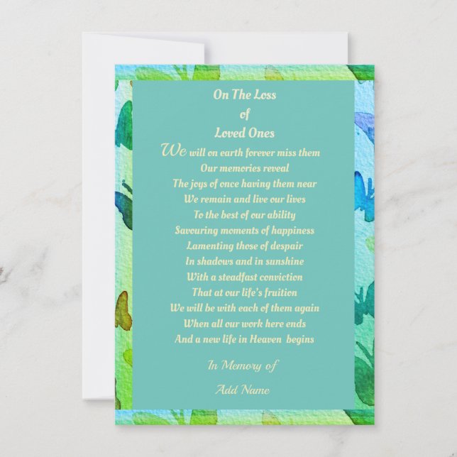 Faire-part Sympathy Merci numérique sous 2 dollars poème (Devant)