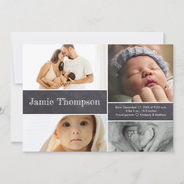 Faire-part Tableau de bord de collection photo pour bébés mul (Devant)