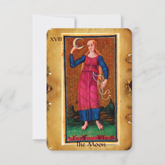 FAIRE-PART TAROTS ANCIENS RENAISSANCE 18 / LA LUNE (Devant)